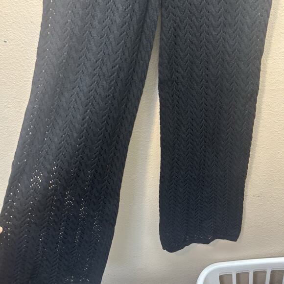Lulus Black Knit Sheer Crochet Beach Swim Coverup Pants Boho Festival Size Small - Picture 7 of 9